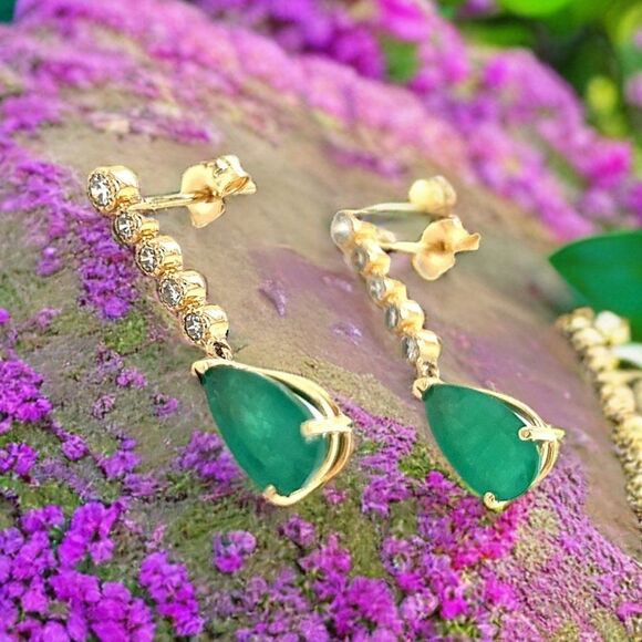 Natural Emerald Diamond  Earrings 14k Y Gold 2.23 TCW Certified $3,975 121256 - Picture 4 of 12